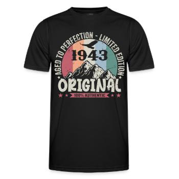 1943 Geburtstag 1943 Jahrgang Geburtstag 1943 - Männer Funktions-T-Shirt - Schwarz - Vorne - AI Model Male 178 dark (178cm)