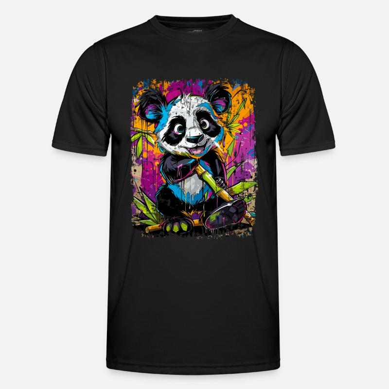 Cute panda bear in graffiti style Men's Functional T-Shirt