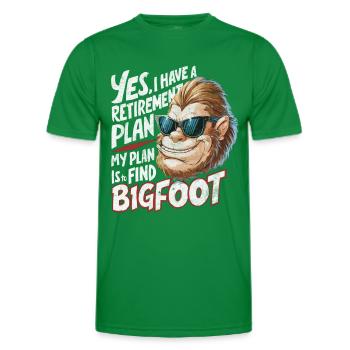 Bigfoot Pension Plan Funny Bigfoot Pensions Tshirt - Men's Functional T-Shirt - kelly green - Front - AI Model Male 178 dark (178cm)