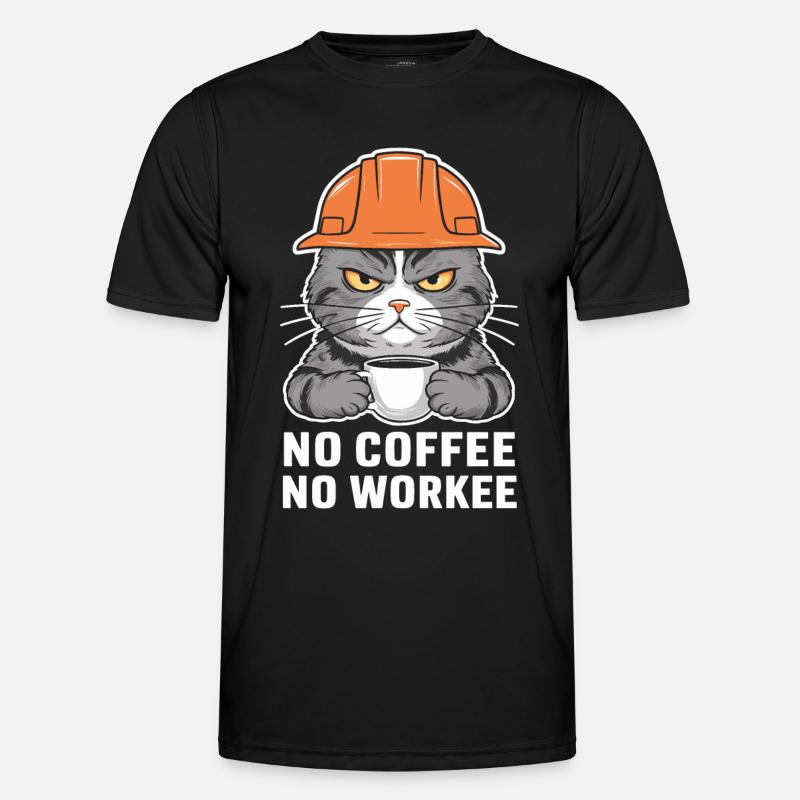 Ingen kaffe intet arbejde kat design - Funktionsshirt til herrer - sort