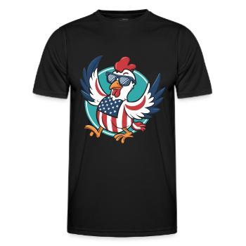 Patriotisches USA Huhn - Männer Funktions-T-Shirt - Schwarz - Vorne - AI Model Male 178 dark (178cm)