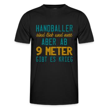 Handball Sport Lustig Spruch Amateur Geschenk - Männer Funktions-T-Shirt - Schwarz - Vorne - AI Model Male 178 dark (178cm)