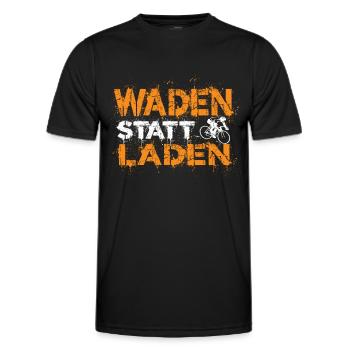 Waden statt Laden Anti E-Bike Fahrrad Sprüche - Männer Funktions-T-Shirt - Schwarz - Vorne - AI Model Male 178 dark (178cm)