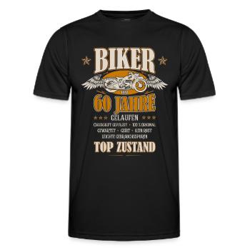 60. Geburtstag Mann Geschenk lustig Biker Motorrad - Männer Funktions-T-Shirt - Schwarz - Vorne - AI Model Male 178 dark (178cm)