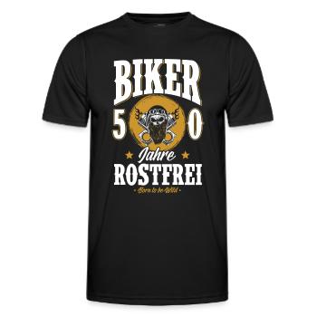 50. Geburtstag Mann Geschenk lustig Biker Motorrad - Männer Funktions-T-Shirt - Schwarz - Vorne - AI Model Male 178 dark (178cm)
