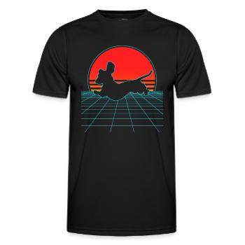 Vaporwave Teckel Chien Teckel 80s années 90 - T-shirt sport Homme - noir - Devant - AI Model Male 178 dark (178cm)