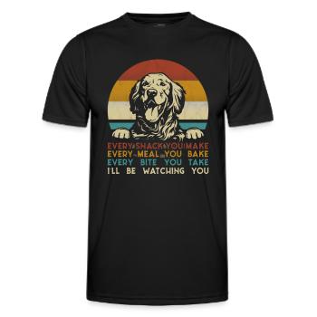 Golden Retriever Dog Puppy retro vintage - Men's Functional T-Shirt - black - Front - AI Model Male 178 dark (178cm)