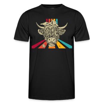 Scottish Highland Highland Cattle Highland - Men's Functional T-Shirt - black - Front - AI Model Male 178 dark (178cm)