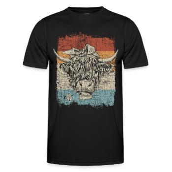 Scottish Highland Highland Cattle Highland - Men's Functional T-Shirt - black - Front - AI Model Male 178 dark (178cm)