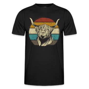 Scottish Highland Highland Cattle Highland - Men's Functional T-Shirt - black - Front - AI Model Male 178 dark (178cm)