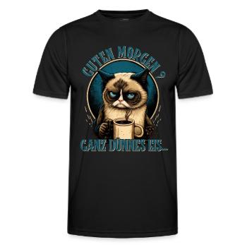 Guten Morgen Ganz dünnes Eis - Katze - Männer Funktions-T-Shirt - Schwarz - Vorne - AI Model Male 178 dark (178cm)