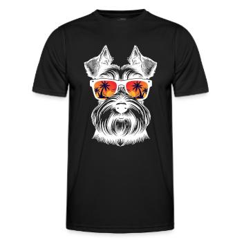 Schnauzer avec lunettes de soleil Chien Schnauzer miniature - T-shirt sport Homme - noir - Devant - AI Model Male 178 dark (178cm)