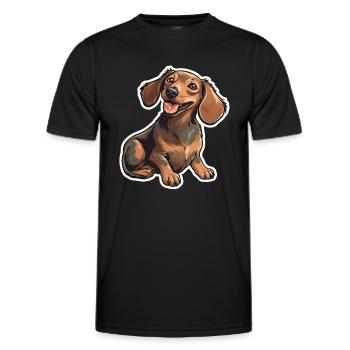 Dachshund Teckel Dog Breed Illustration Puppy Picture - Men's Functional T-Shirt - black - Front - AI Model Male 178 dark (178cm)