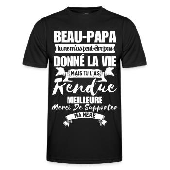 Step-Dad T-Shirt, You Made My Life Better - Men's Functional T-Shirt - black - Front - AI Model Male 178 dark (178cm)