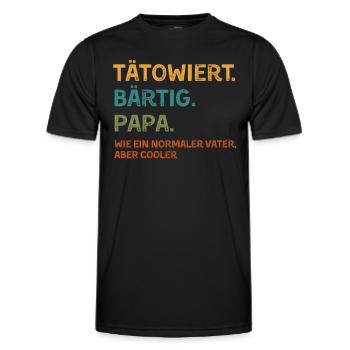 Tätowiert Bärtig Papa Cooler - Männer Funktions-T-Shirt - Schwarz - Vorne - AI Model Male 178 dark (178cm)