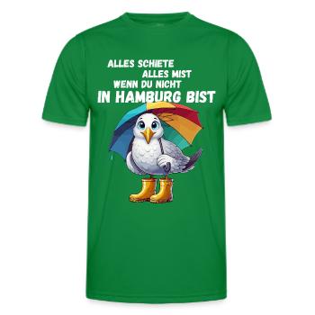 Hamburg Hamburg Seagull North Sea Northern Lights Funny - Men's Functional T-Shirt - kelly green - Front - AI Model Male 178 dark (178cm)