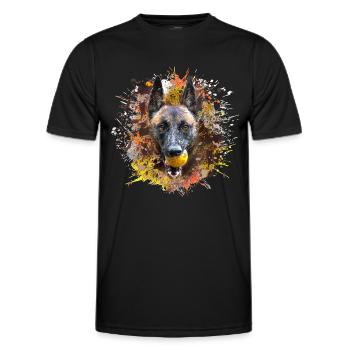 Malinois mit dem Ball - Männer Funktions-T-Shirt - Schwarz - Vorne - AI Model Male 178 dark (178cm)