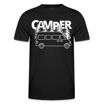 Caravane caravane caravane sort camper bus - T-shirt sport Homme - noir - Devant - AI Model Male 178 dark (178cm)