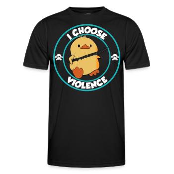 I choose violence - lustige Ente mit Schwert - Männer Funktions-T-Shirt - Schwarz - Vorne - AI Model Male 178 dark (178cm)