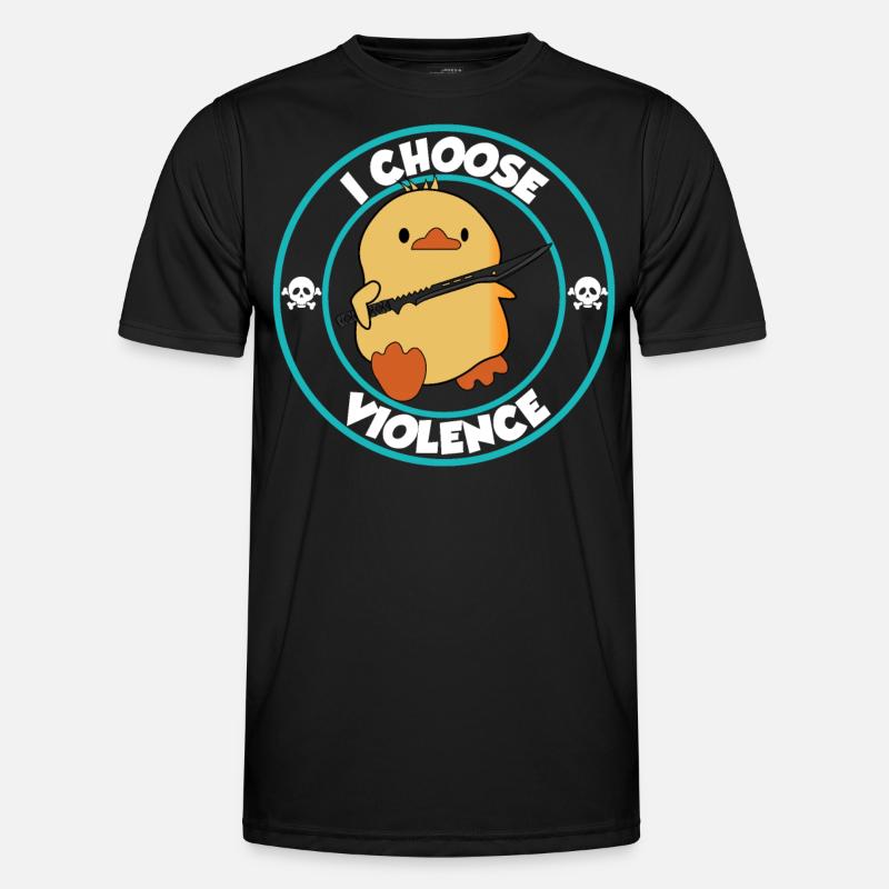 I choose violence - funny duck with sword Men's Functional T-Shirt