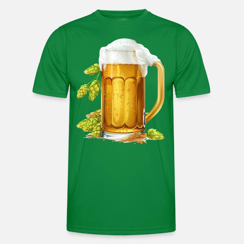Bière glacée dans un pichet avec du houblon et de l’orge T-shirt sport Homme