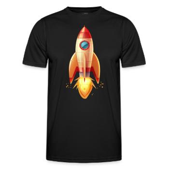Lancements de fusées rétro en illustration bidimensionnelle - T-shirt sport Homme - noir - Devant - AI Model Male 178 dark (178cm)