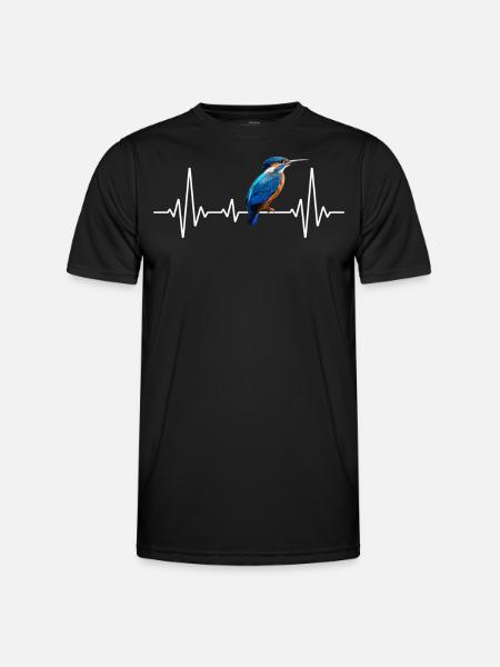 Kingfisher Heartbeat Design | Enestående - Funktionsshirt til herrer - sort