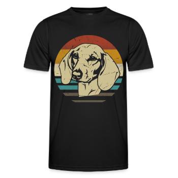 Teckel Race de chien Teckel à poil court Rétro - T-shirt sport Homme - noir - Devant - AI Model Male 178 dark (178cm)