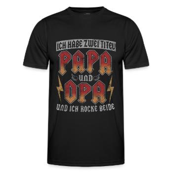 PAPA UND OPA ZWEI TITEL OPI VATERTAG GROßVATER - Männer Funktions-T-Shirt - Schwarz - Vorne - AI Model Male 178 dark (178cm)