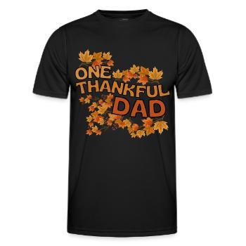 Thankful Dad Papa Herbst Blätter Dankbarkeit - Männer Funktions-T-Shirt - Schwarz - Vorne - AI Model Male 178 dark (178cm)