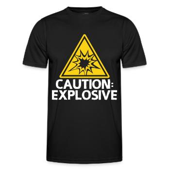 Alarme d’explosion Attention Bouclier - T-shirt sport Homme - noir - Devant - AI Model Male 178 dark (178cm)