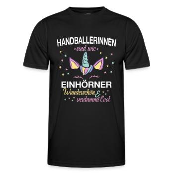 Handball Handballer Handballspieler Einhorn Spruch - Männer Funktions-T-Shirt - Schwarz - Vorne - AI Model Male 178 dark (178cm)