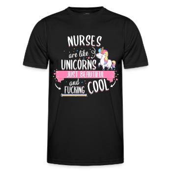 Nurse Nursing Job Work Unicorn Saying Quote - Men's Functional T-Shirt - black - Front - AI Model Male 178 dark (178cm)