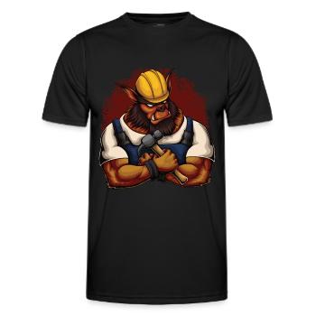Construction worker Bär - Men's Functional T-Shirt - black - Front - AI Model Male 178 dark (178cm)