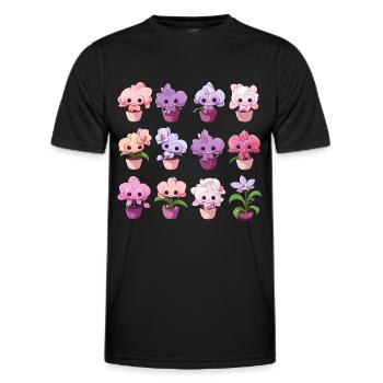 Orchideen kawaii - Männer Funktions-T-Shirt - Schwarz - Vorne - AI Model Male 178 dark (178cm)