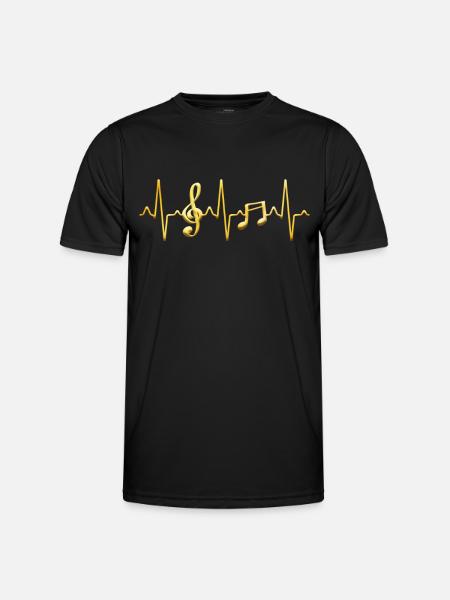 Music Clef Heartbeat - Men's Functional T-Shirt - black
