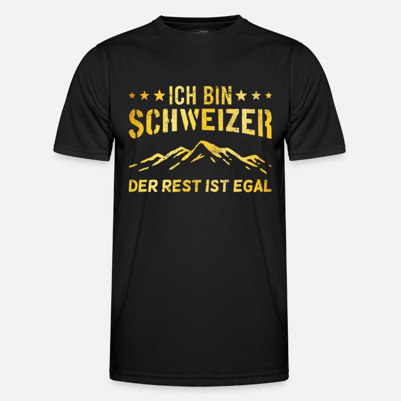 stolzer Schweizer Spruch - Männer Funktions-T-Shirt - Schwarz