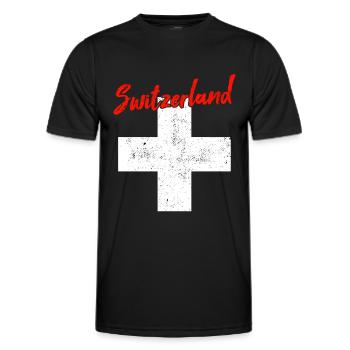 Suisse Suisse - T-shirt sport Homme - noir - Devant - AI Model Male 178 dark (178cm)