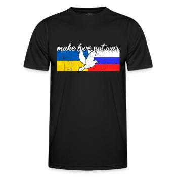 Ukraine Russia Conflict Dove of Peace - Men's Functional T-Shirt - black - Front - AI Model Male 178 dark (178cm)