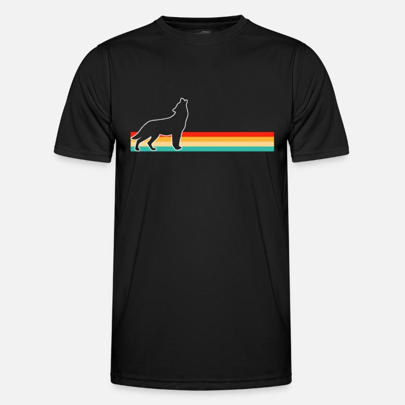 Wolf Retro - Männer Funktions-T-Shirt - Schwarz