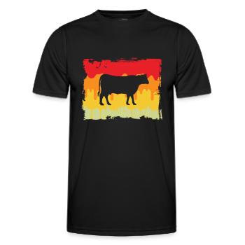 Kuh Rind Retro - Männer Funktions-T-Shirt - Schwarz - Vorne - AI Model Male 178 dark (178cm)