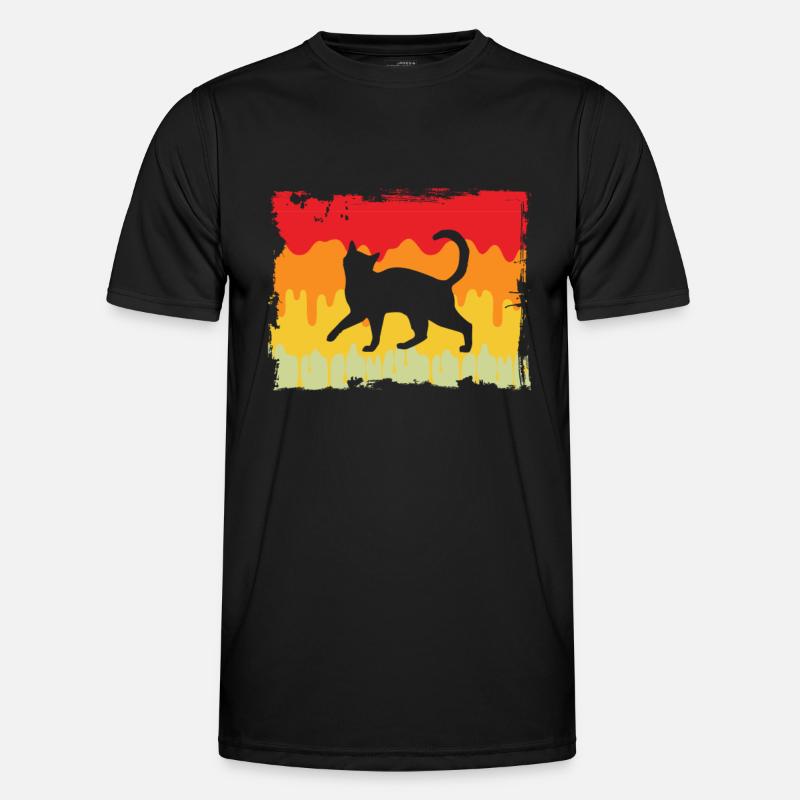 Katze Retro Männer Funktions-T-Shirt