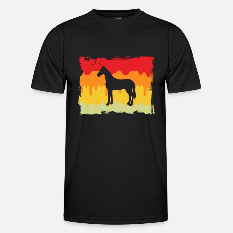 Pferd Retro - Männer Funktions-T-Shirt - Schwarz