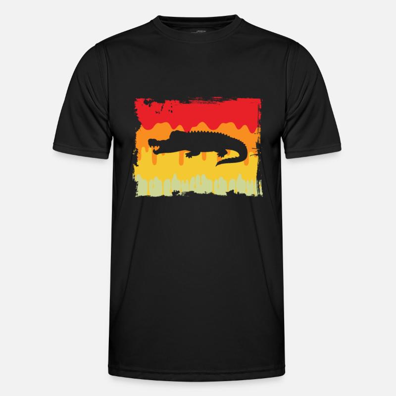 Krokodil Retro - Männer Funktions-T-Shirt - Schwarz