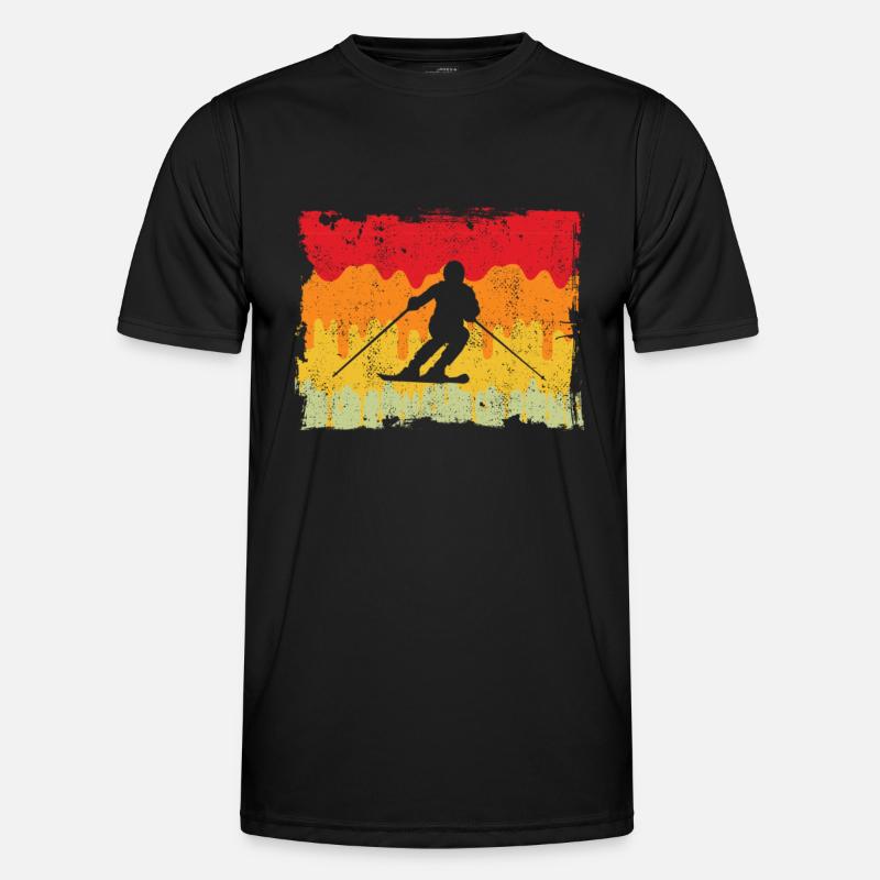 Ski Retro - Männer Funktions-T-Shirt - Schwarz