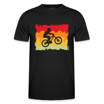 VÉLO DE MONTAGNE Rétro - T-shirt sport Homme - noir - Devant - AI Model Male 178 dark (178cm)