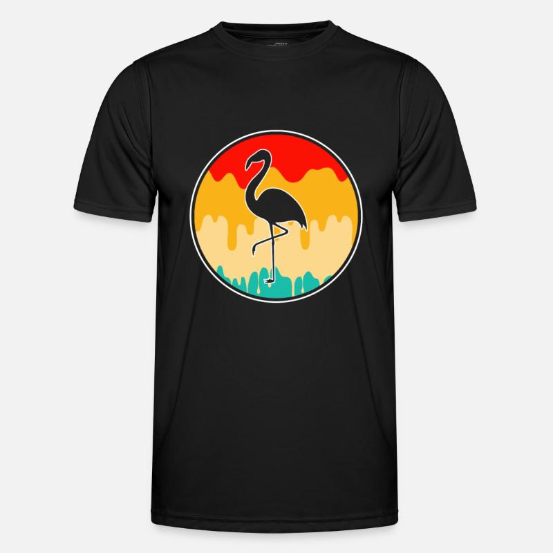 Flamingo Retro - Männer Funktions-T-Shirt - Schwarz