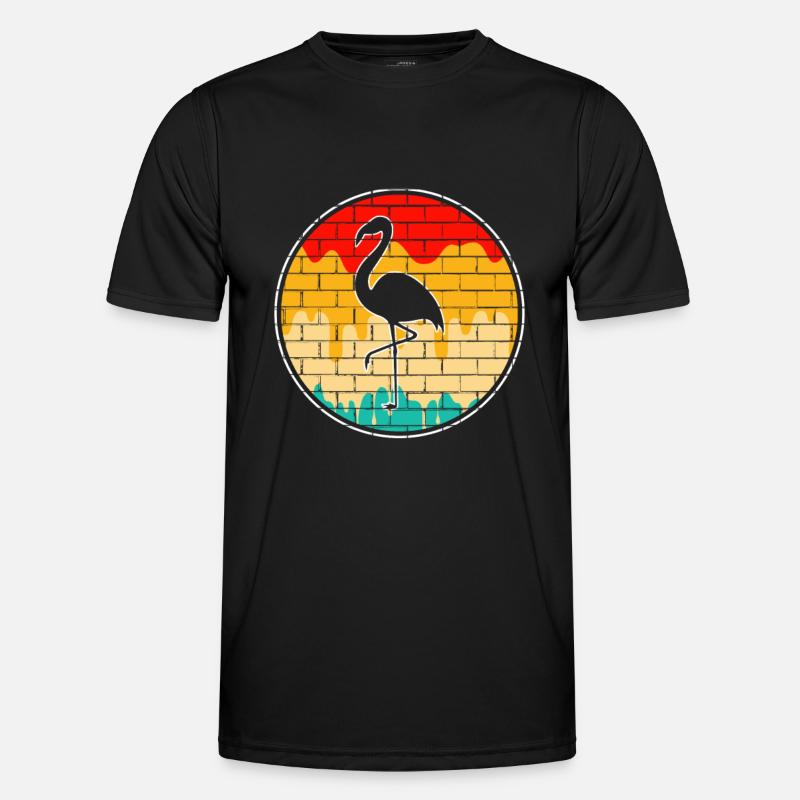 Flamingo Retro - Männer Funktions-T-Shirt - Schwarz