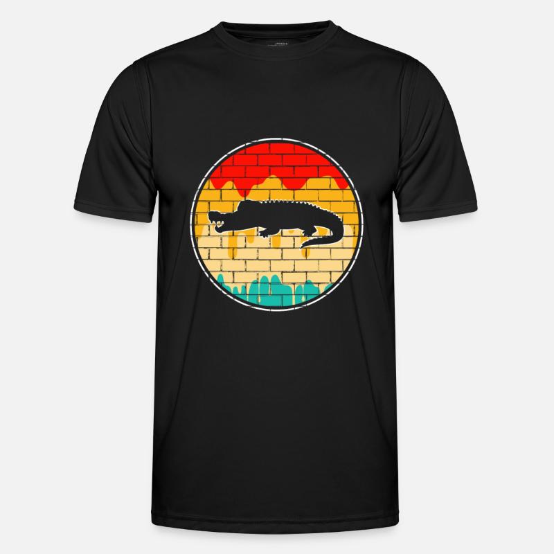 Krokodil Retro - Männer Funktions-T-Shirt - Schwarz