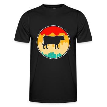 Kuh Rind Retro - Männer Funktions-T-Shirt - Schwarz - Vorne - AI Model Male 178 dark (178cm)